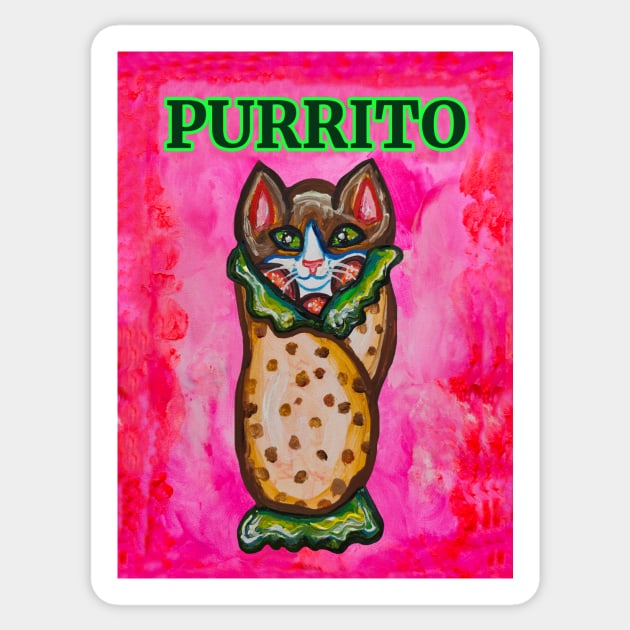 Purrito Cat Burrito Sticker by Art by Deborah Camp